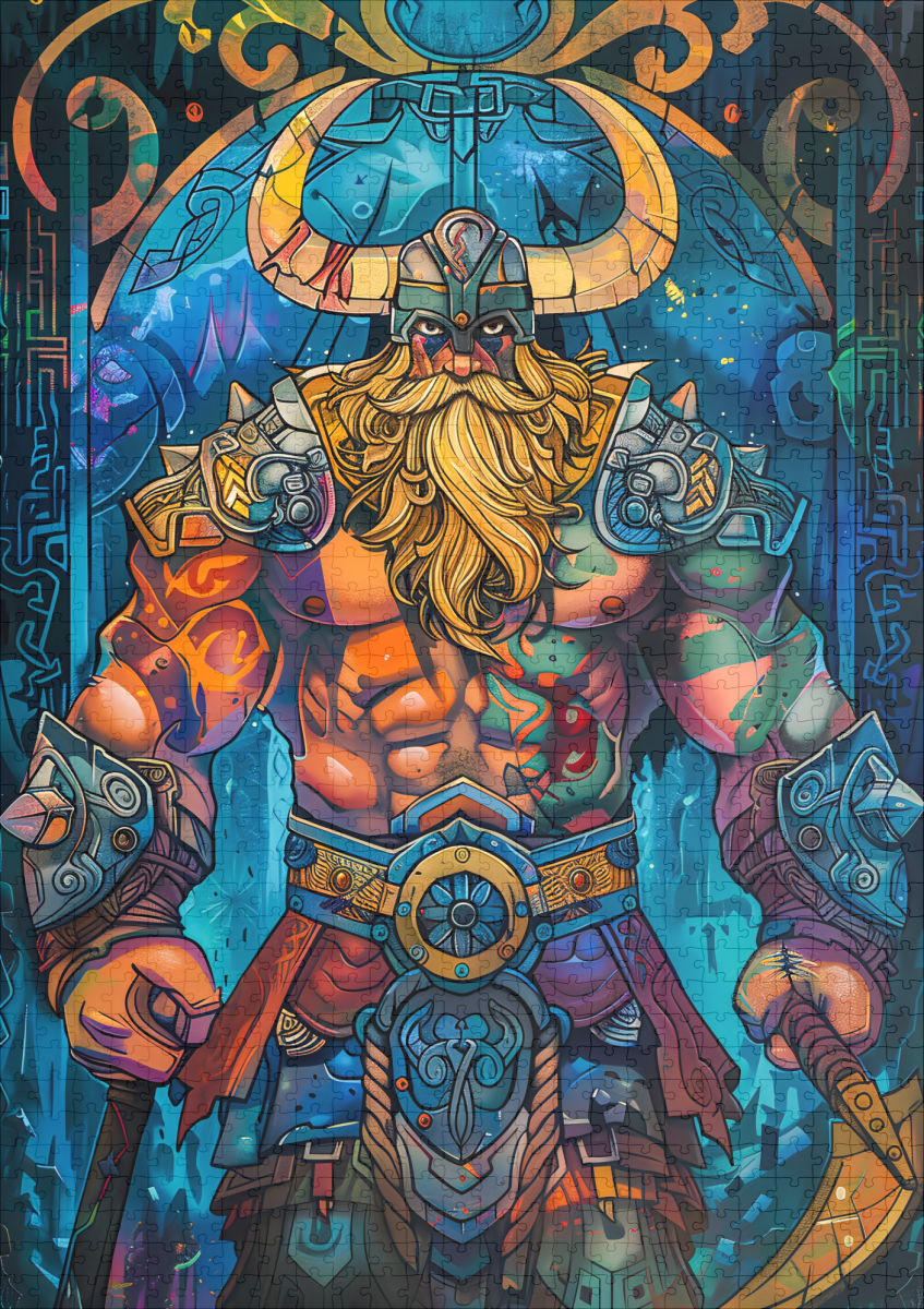 raxxa Premium-Puzzle: Viking Illustration Of Frostborn King Rising From Icebound Throne – Bild 2