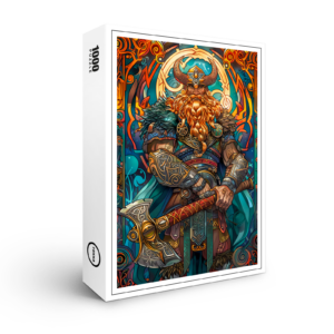 raxxa Premium-Puzzle: Viking Illustration Of Nine Worlds Saga Through Cosmic Yggdrasil Realms