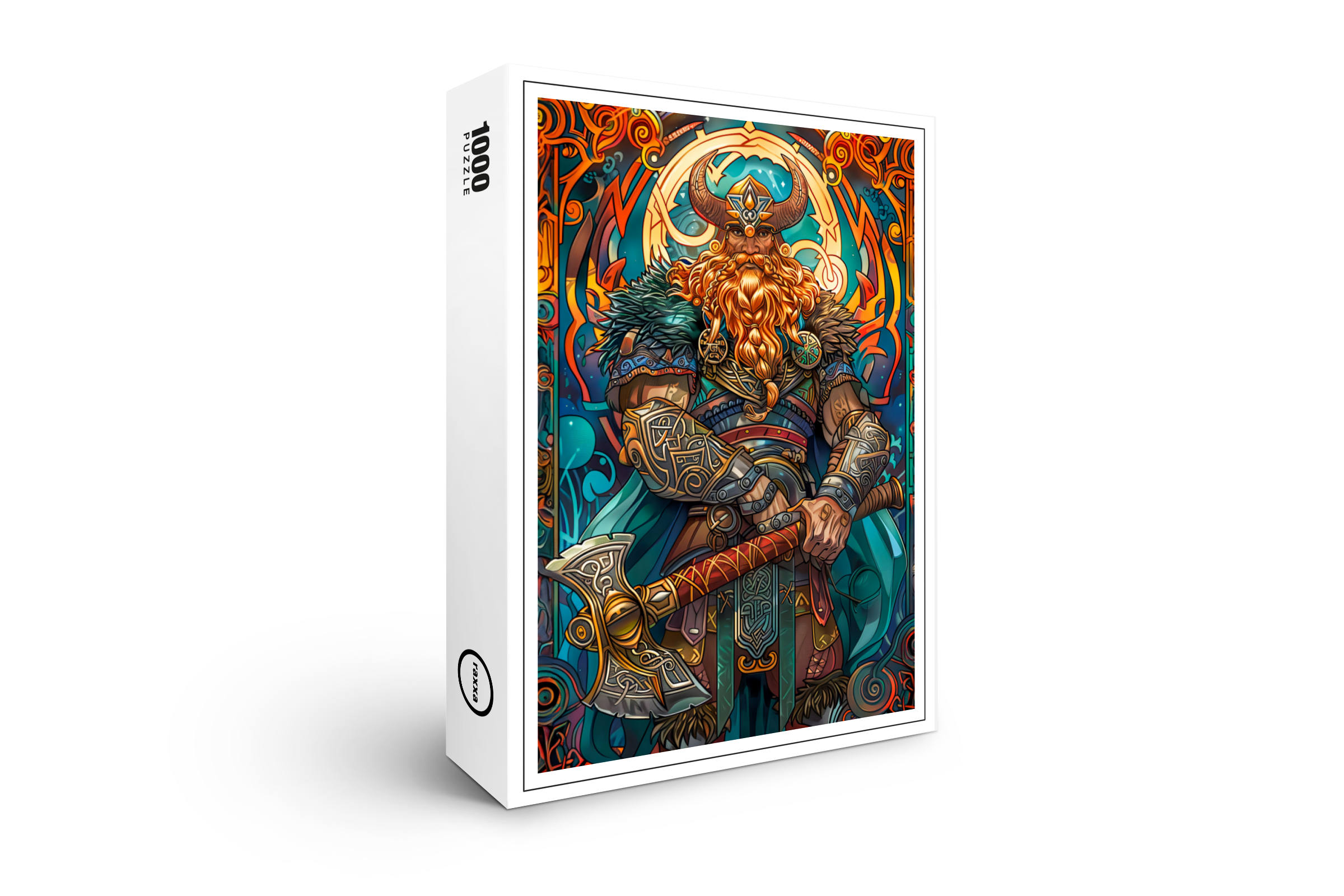 raxxa Premium-Puzzle: Viking Illustration Of Nine Worlds Saga Through Cosmic Yggdrasil Realms