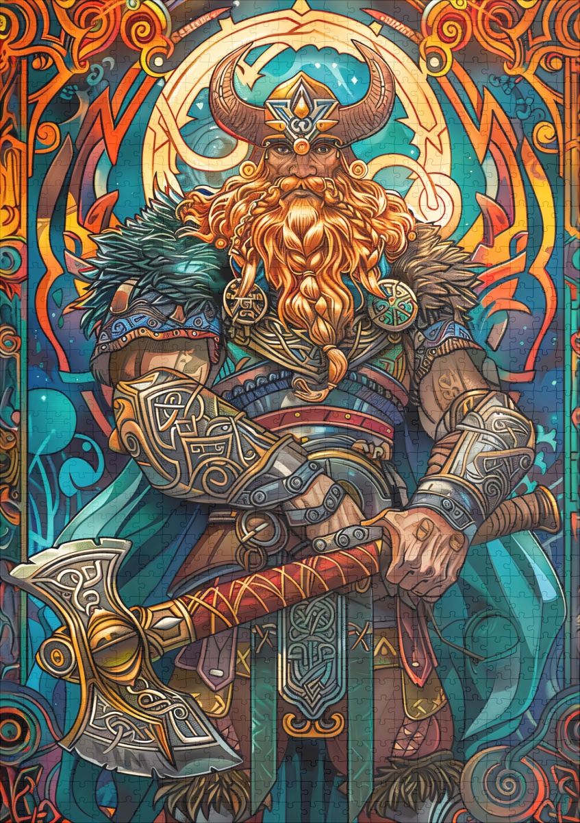 raxxa Premium-Puzzle: Viking Illustration Of Nine Worlds Saga Through Cosmic Yggdrasil Realms – Image 2