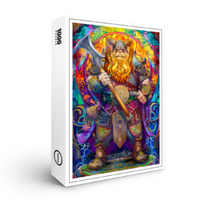 raxxa Premium-Puzzle: Viking Illustration Of Iron Howl Werewolf Pack Under Blood Moon Sky
