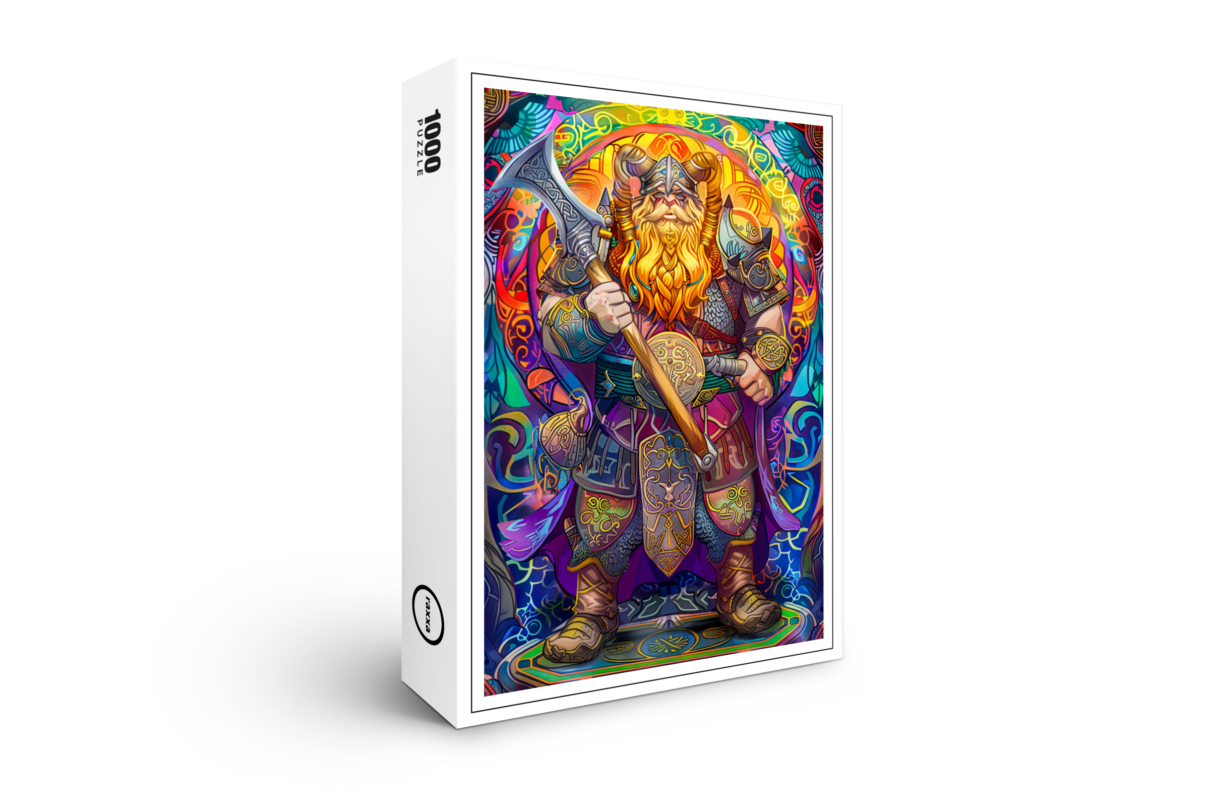raxxa Premium-Puzzle: Viking Illustration Of Iron Howl Werewolf Pack Under Blood Moon Sky