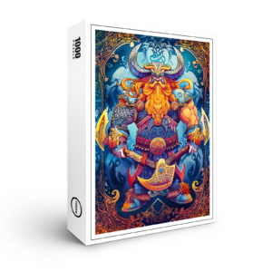 raxxa Premium-Puzzle: Viking Illustration Of Fallen Hammer Reforged In Fiery Blacksmith Forge