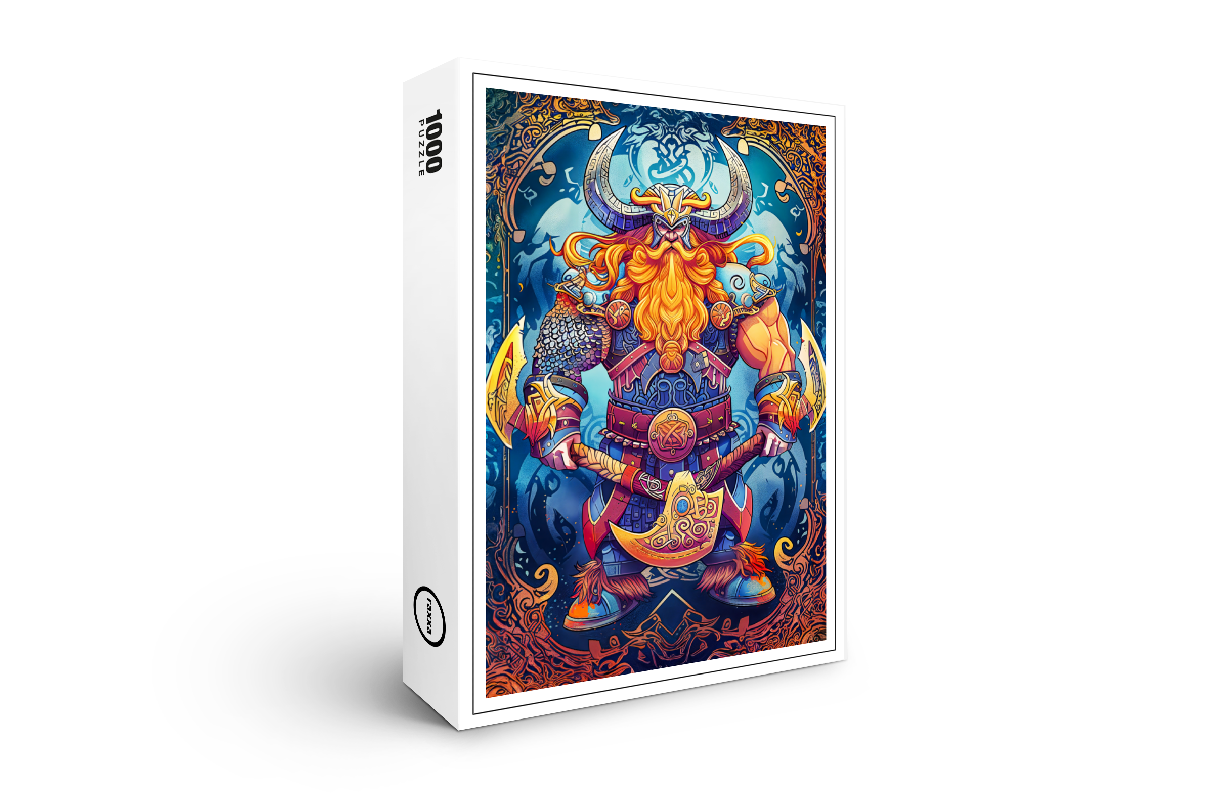 raxxa Premium-Puzzle: Viking Illustration Of Fallen Hammer Reforged In Fiery Blacksmith Forge