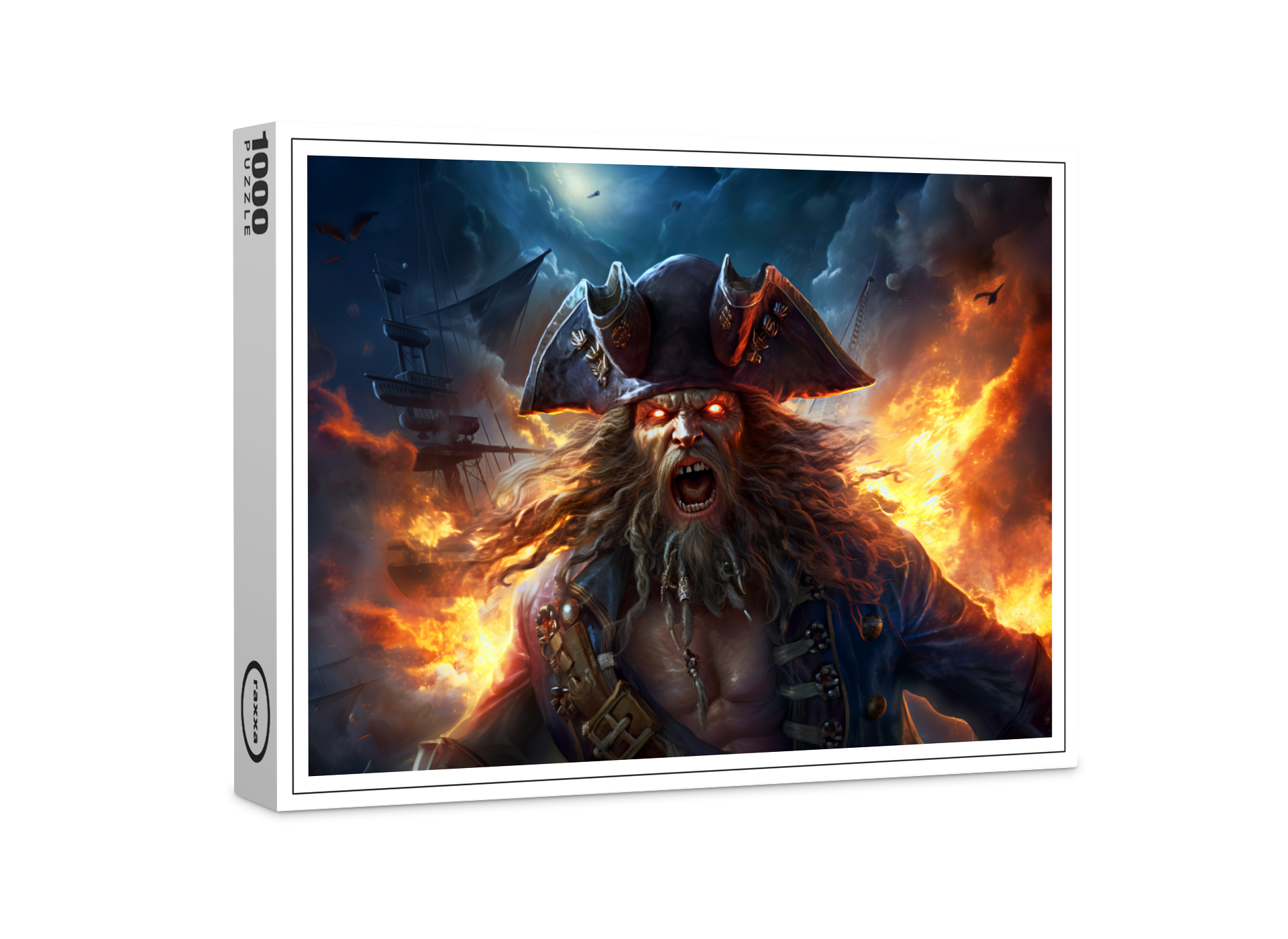 raxxa Premium-Puzzle: Fantasy Painting Flaming Pirate in Battle Scene