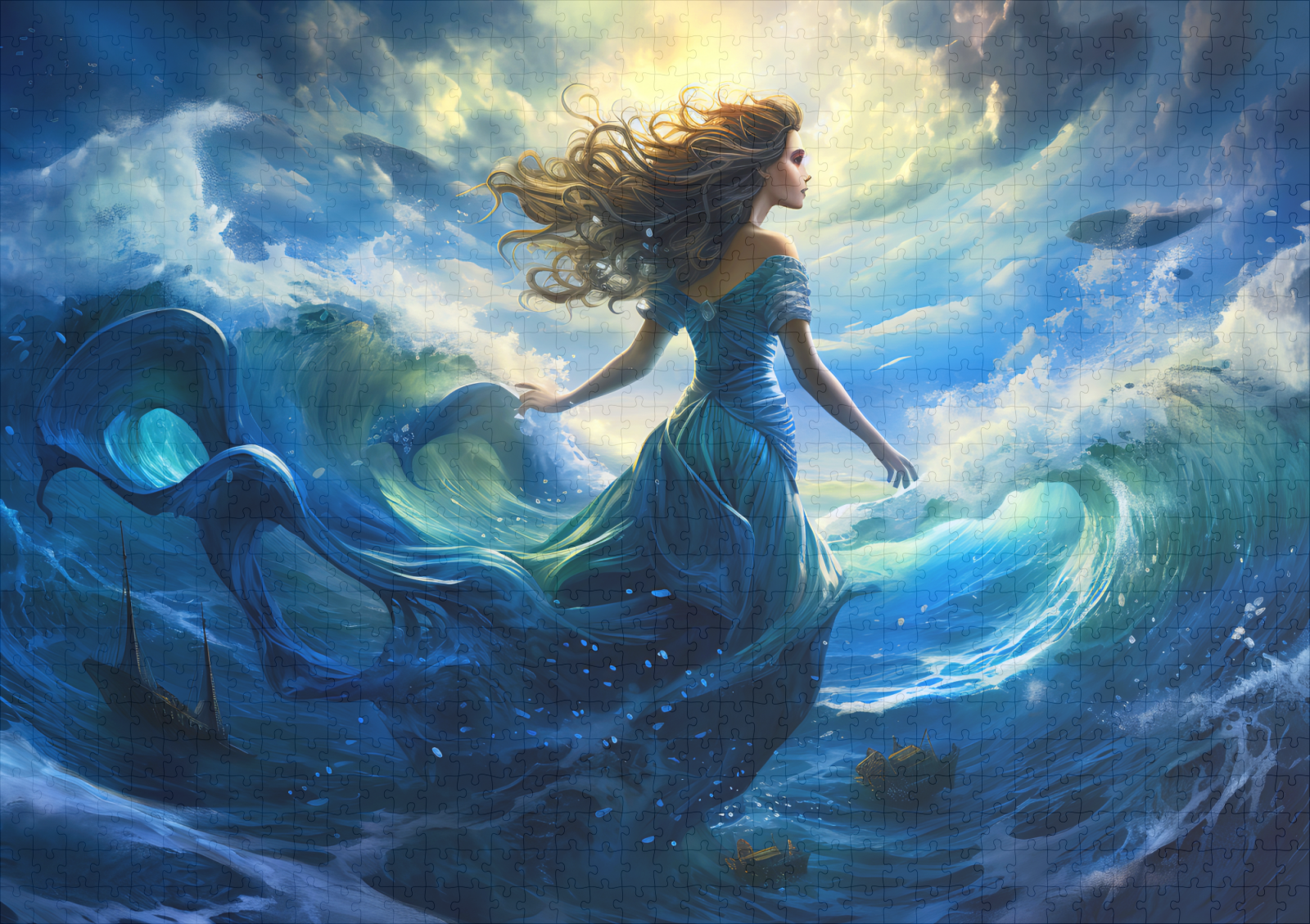 raxxa Premium-Puzzle: Siren Emerging from Glowing Sea Fantasy Painting - immagine 2
