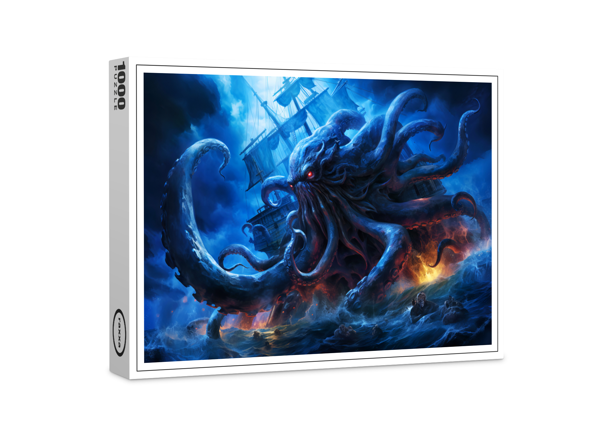 raxxa Premium-Puzzle: Fantasy Painting Kraken Attacking Ship at Sea