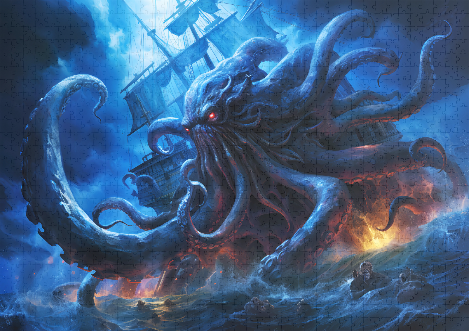 raxxa Premium-Puzzle: Fantasy Painting Kraken Attacking Ship at Sea – Bild 2