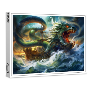 raxxa Premium-Puzzle: Sea Serpent Attacking Ship in Storm Fantasy Painting