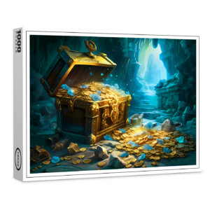 raxxa Premium-Puzzle: Treasure Chest in Cave Light Fantasy Painting