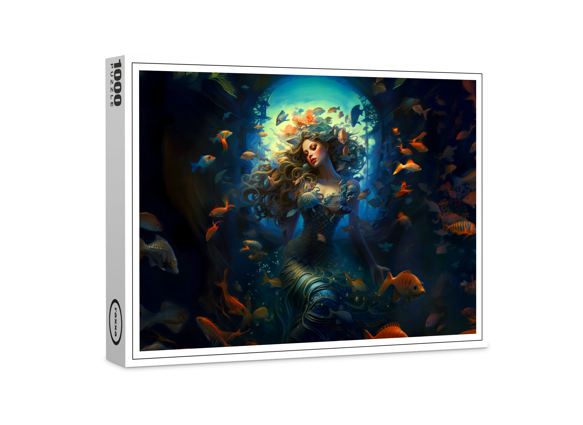 raxxa Premium-Puzzle: Sea Nymph Surrounded by Fish Fantasy Painting