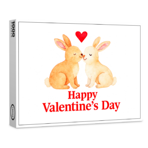 raxxa Premium-Puzzle: Two Rabbits with Heart – Valentine’s Day Illustration