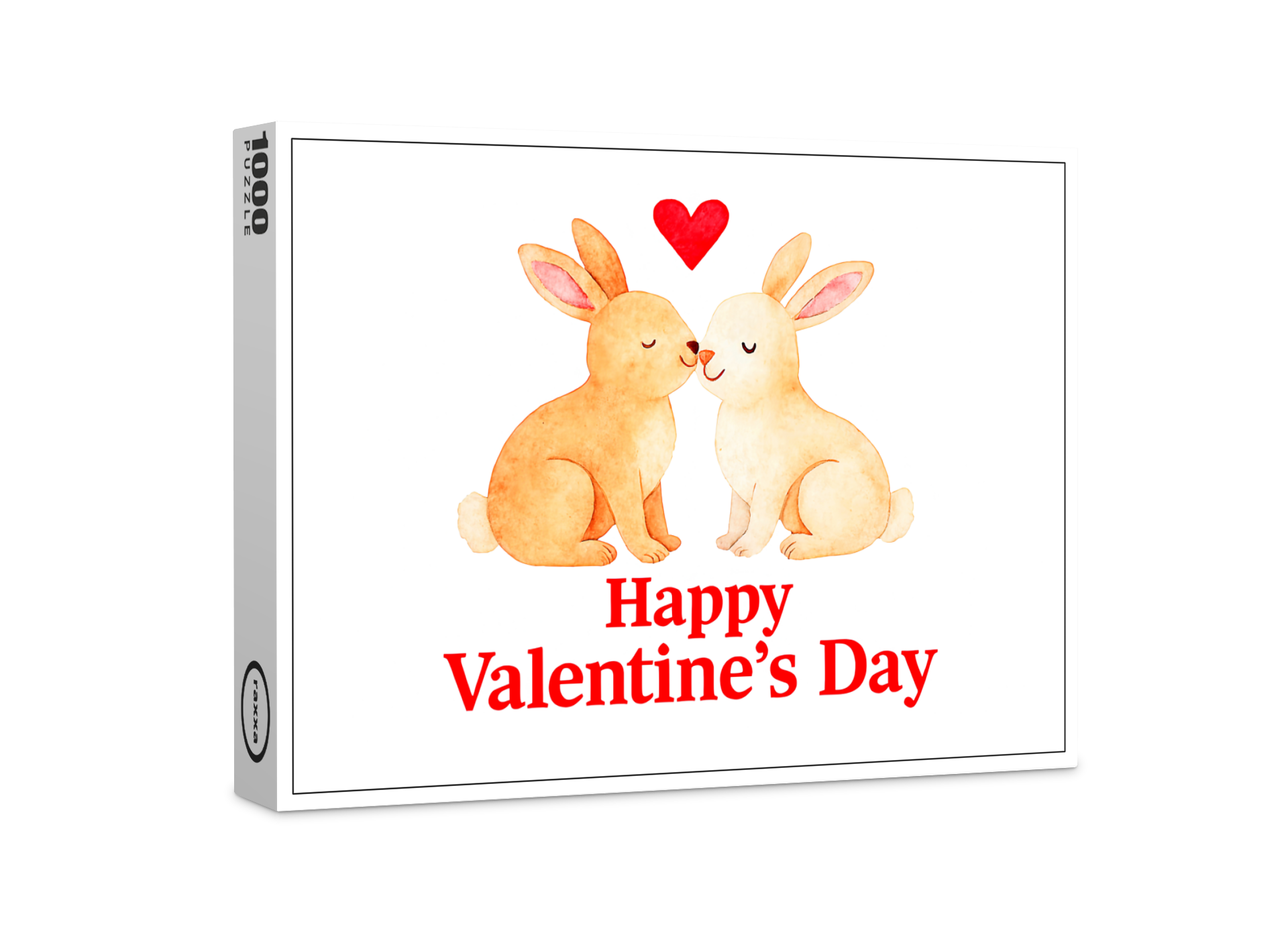 raxxa Premium-Puzzle: Two Rabbits with Heart – Valentine’s Day Illustration