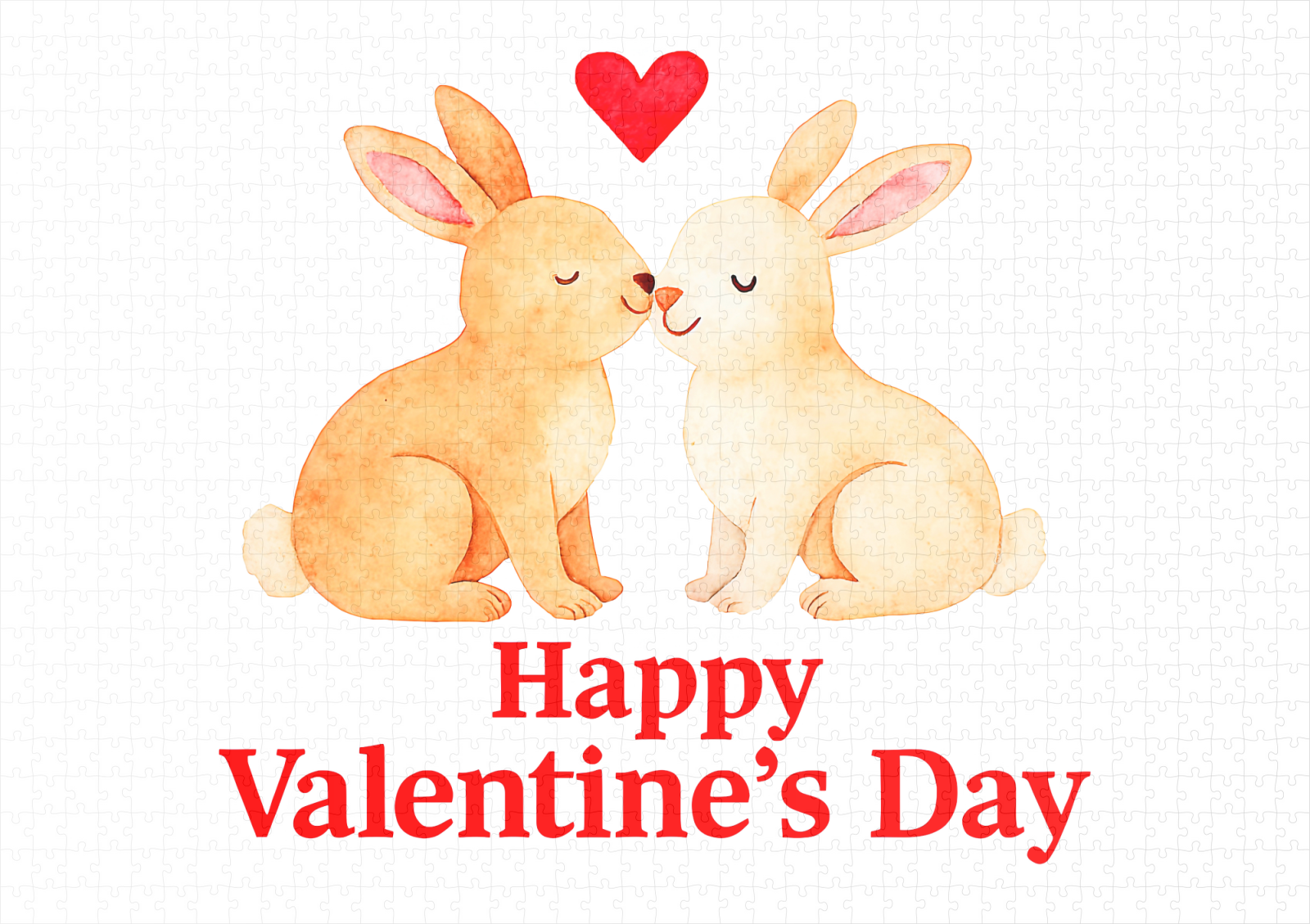 raxxa Premium-Puzzle: Two Rabbits with Heart – Valentine’s Day Illustration - Image 2