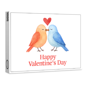 raxxa Premium-Puzzle: Watercolor Lovebirds with Heart Valentine’s Day Illustration