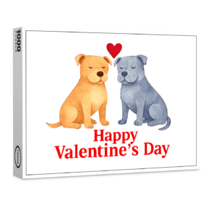 raxxa Premium-Puzzle: Two Dogs with Heart Watercolor Valentine’s Day Illustration