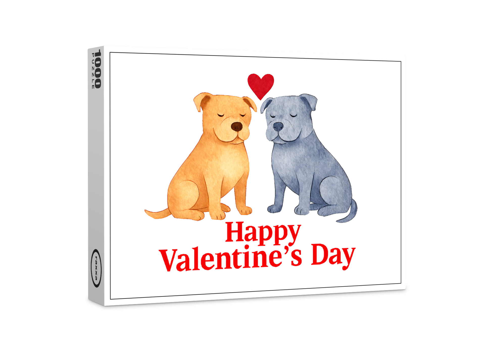 raxxa Premium-Puzzle: Two Dogs with Heart Watercolor Valentine’s Day Illustration