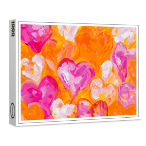 raxxa Premium-Puzzle: Painted Hearts Vibrant Abstract Valentine’s Day Background