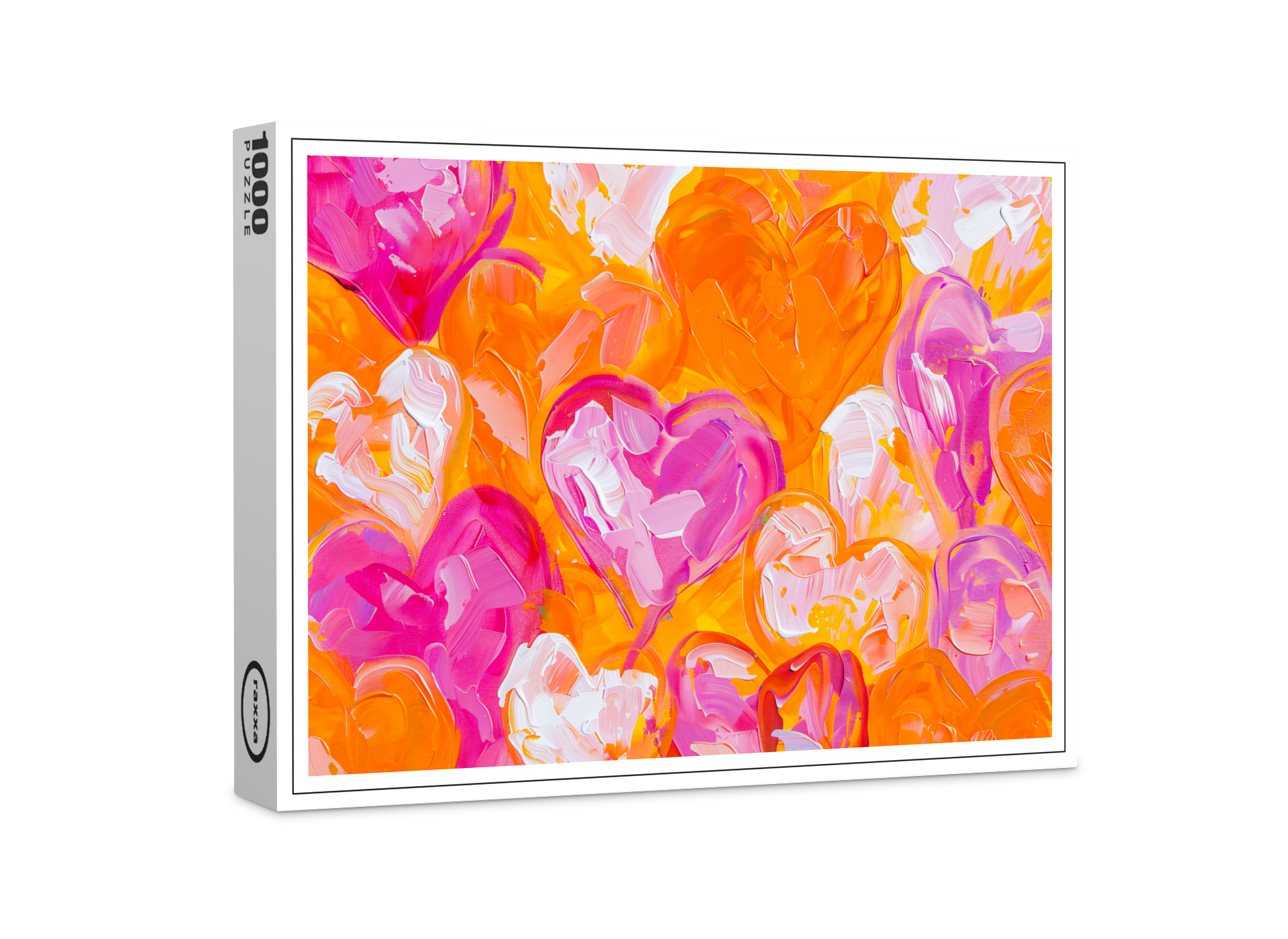 raxxa Premium-Puzzle: Painted Hearts Vibrant Abstract Valentine’s Day Background
