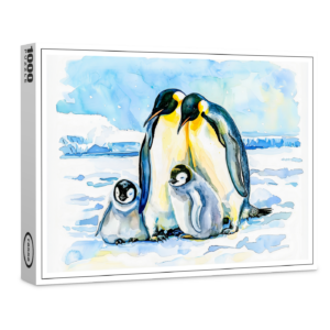 raxxa Premium-Puzzle: Emperor Penguins with Chicks on Ice