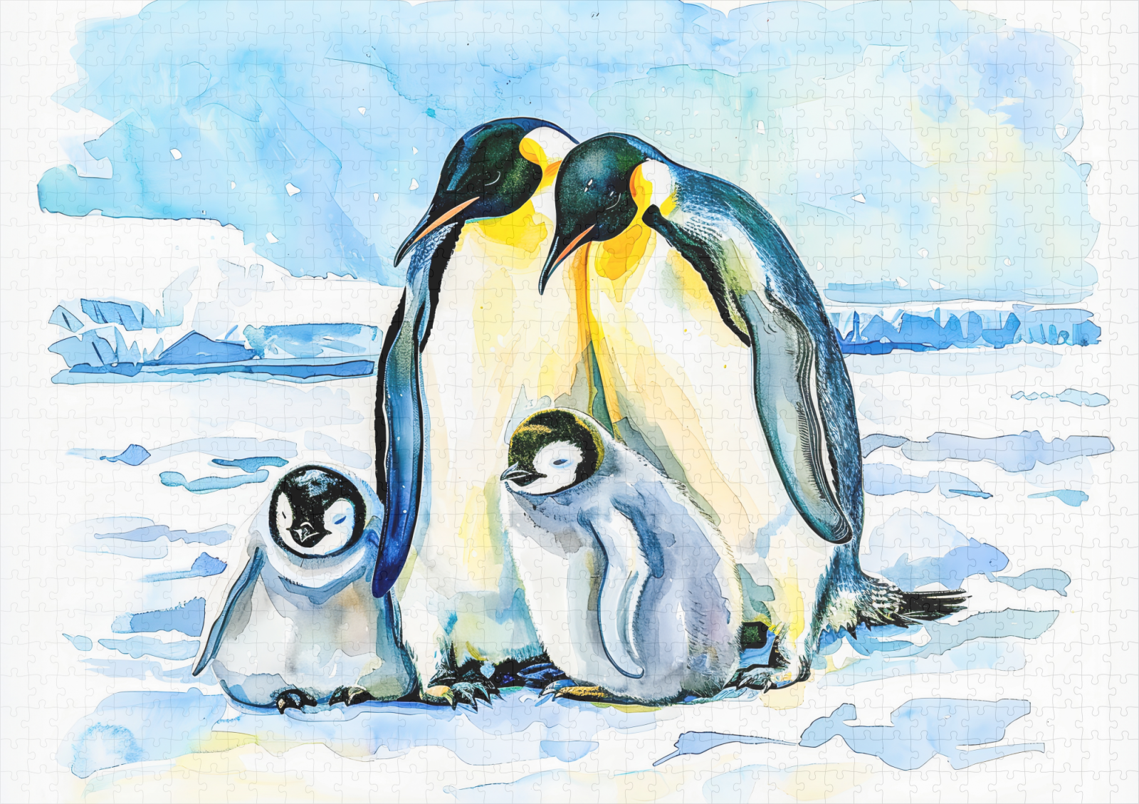raxxa Premium-Puzzle: Emperor Penguins with Chicks on Ice – Bild 2