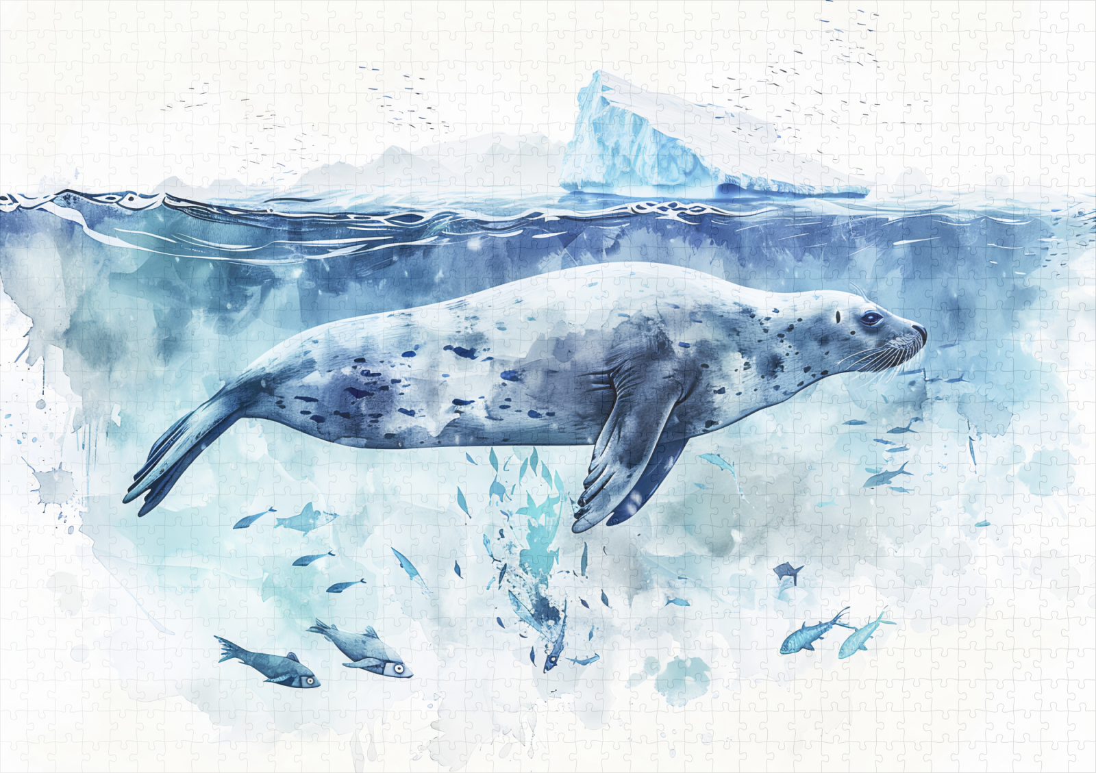 raxxa Premium-Puzzle: Seal Swimming Underwater with Fish – Bild 2