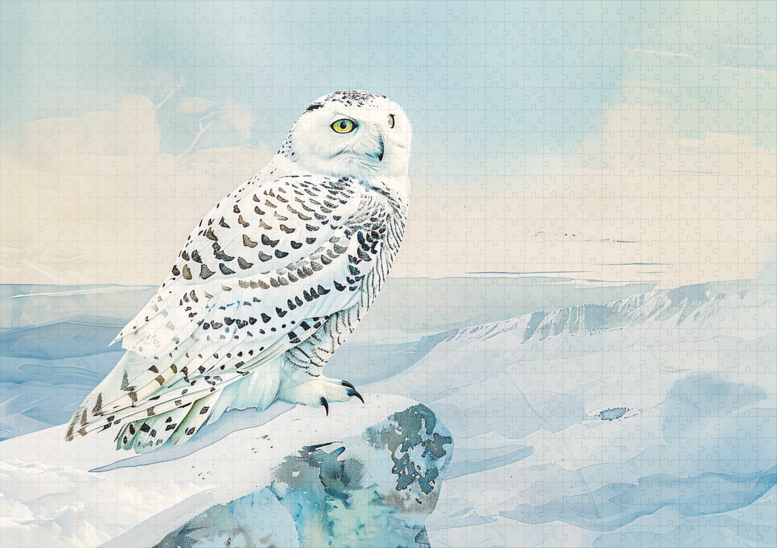 raxxa Premium-Puzzle: Snowy Owl in Frozen Landscape - Imagen 2