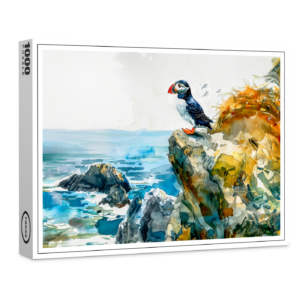 raxxa Premium-Puzzle: Puffin on Coastal Cliff