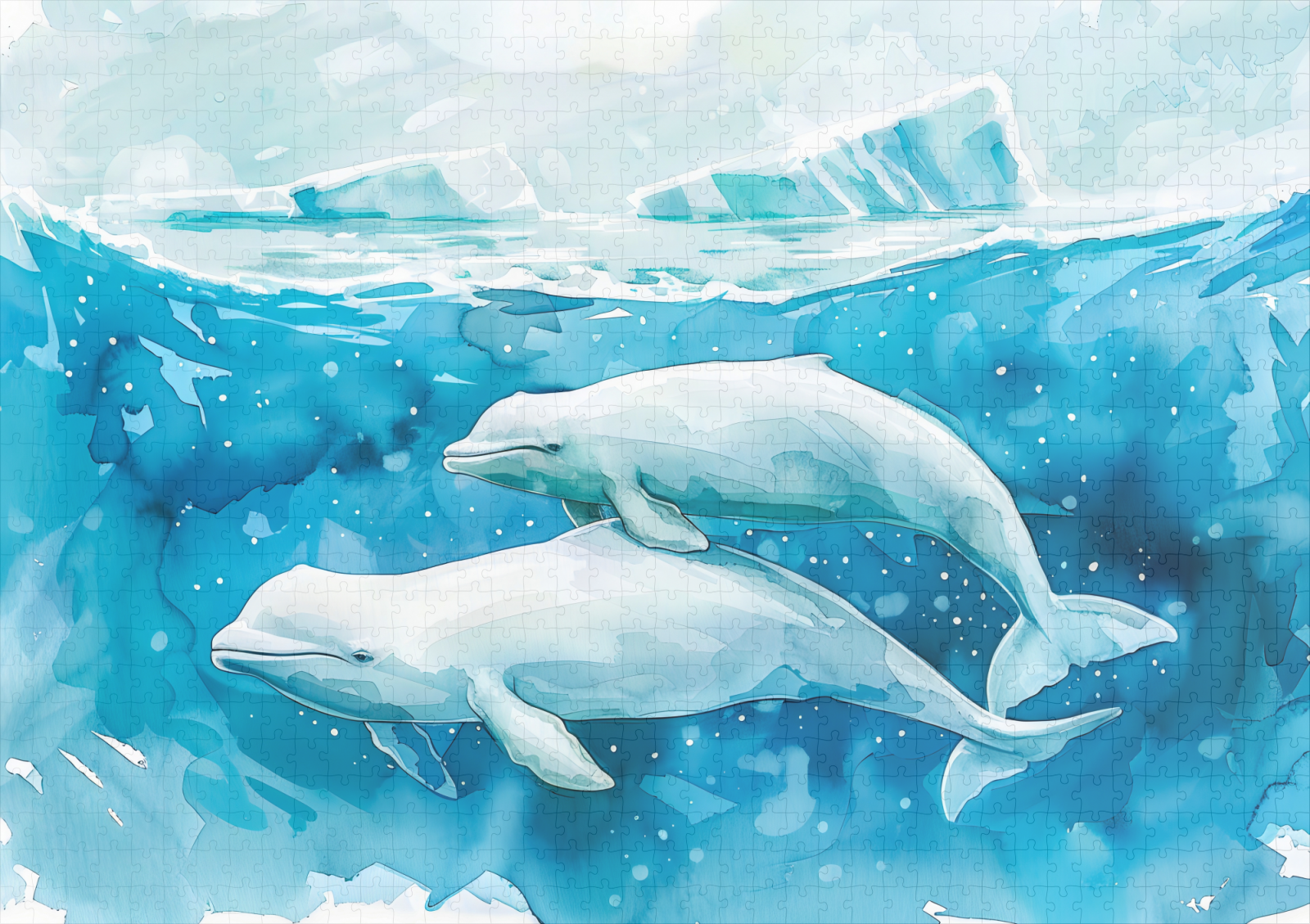 raxxa Premium-Puzzle: Beluga Whales in Icy Underwater Scene – Bild 2