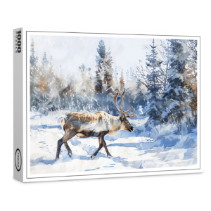 raxxa Premium-Puzzle: Reindeer Walking Through Snowy Forest