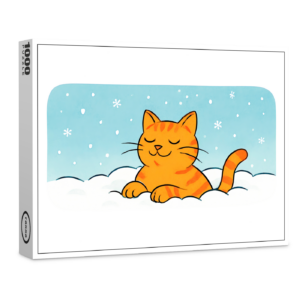 raxxa Premium-Puzzle: Cute Cartoon Cat Resting in Winter Snow