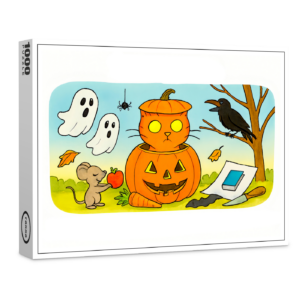 raxxa Premium-Puzzle: Cute Cartoon Cat Sitting in Pumpkin Costume