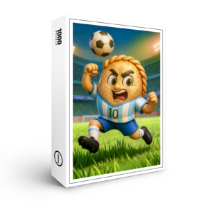 raxxa Premium-Puzzle: Argentinian empanada soccer player jumping for header