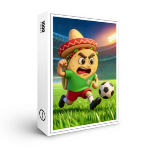 raxxa Premium-Puzzle: Mexican taco soccer player running across stadium
