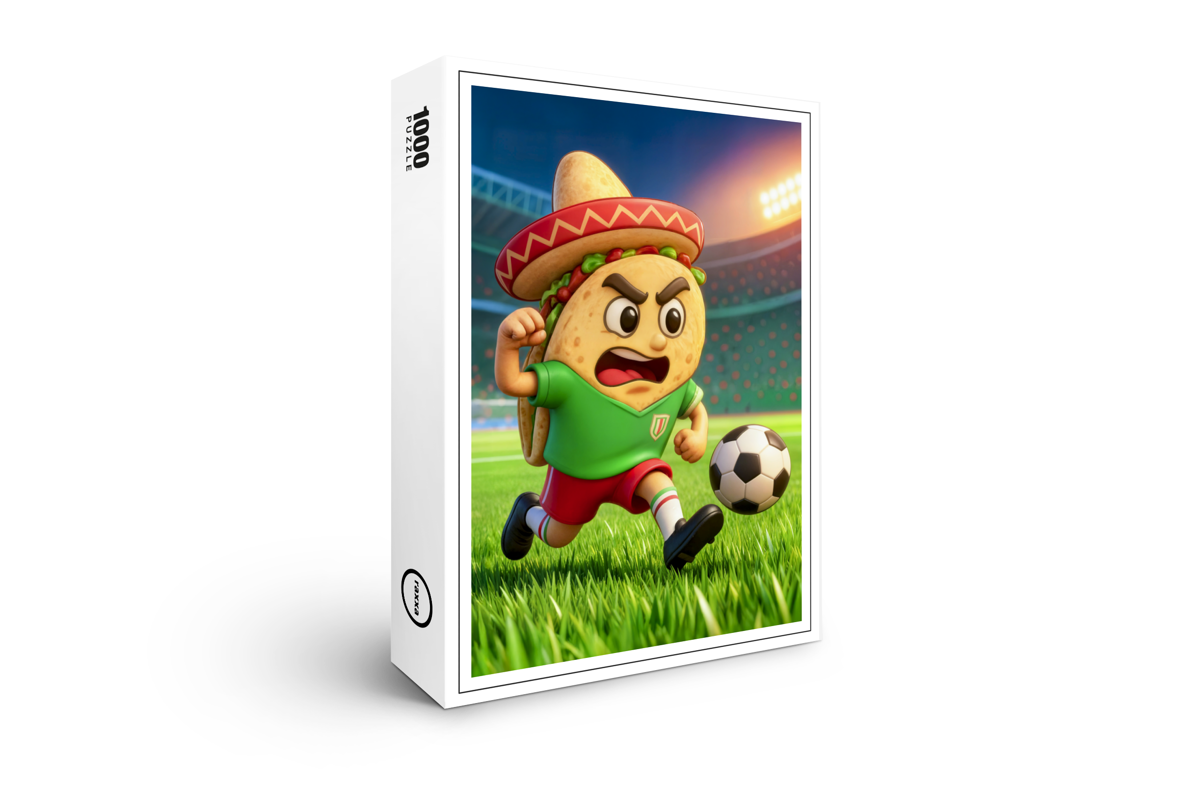 raxxa Premium-Puzzle: Mexican taco soccer player running across stadium