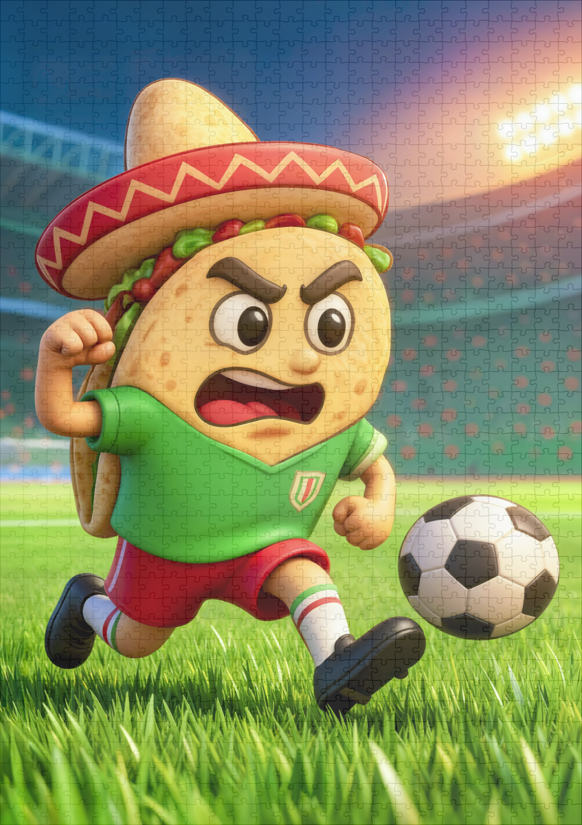 raxxa Premium-Puzzle: Mexican taco soccer player running across stadium – Image 2