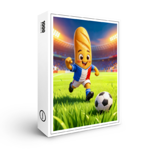 raxxa Premium-Puzzle: French baguette soccer player in stadium action