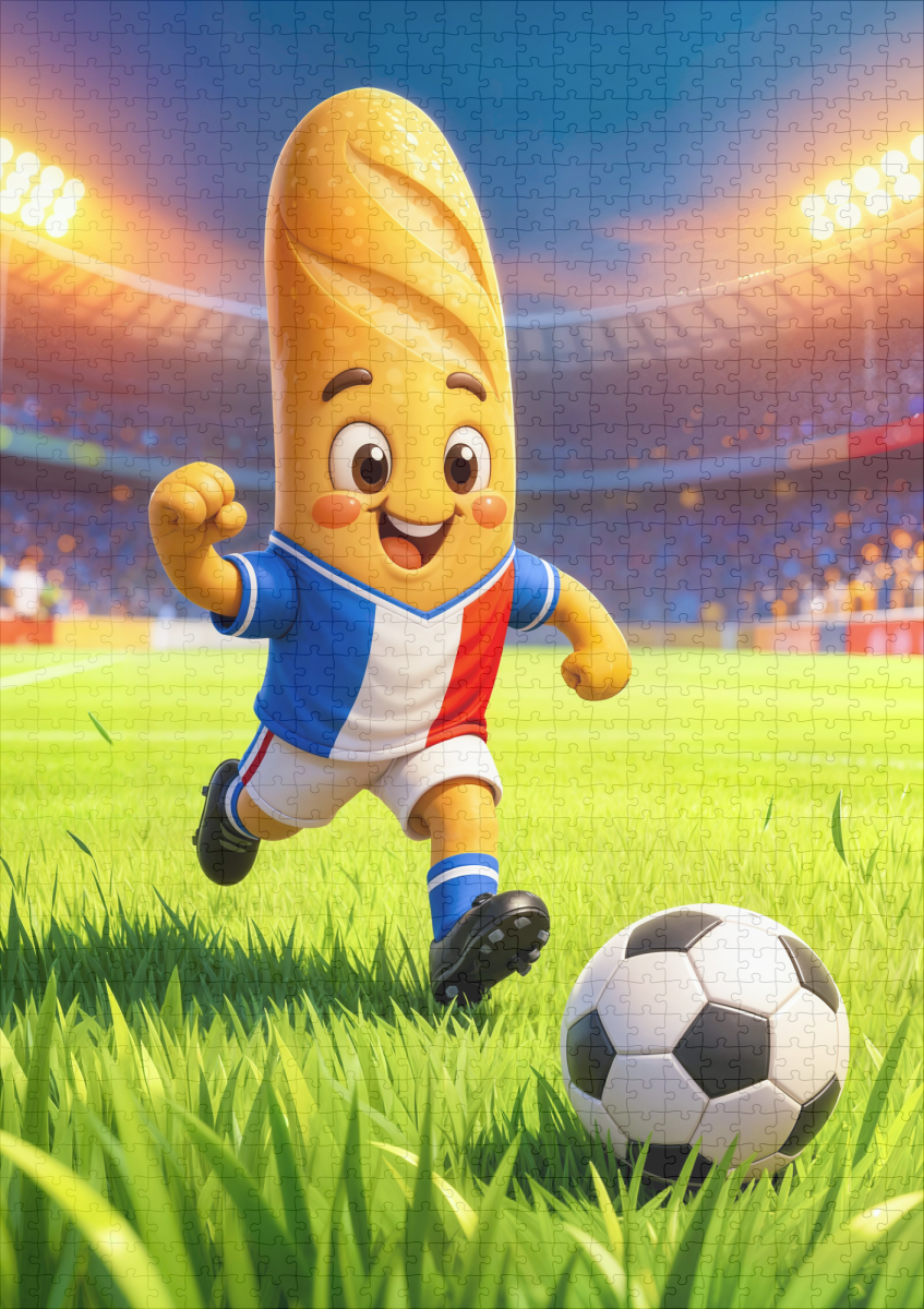 raxxa Premium-Puzzle: French baguette soccer player in stadium action – Image 2