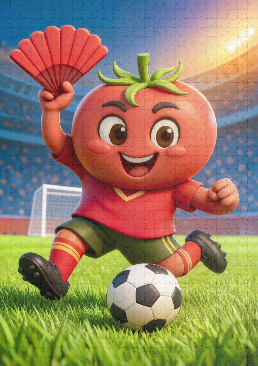 raxxa Premium-Puzzle: Spanish tomato soccer player on vibrant stadium field – Bild 2