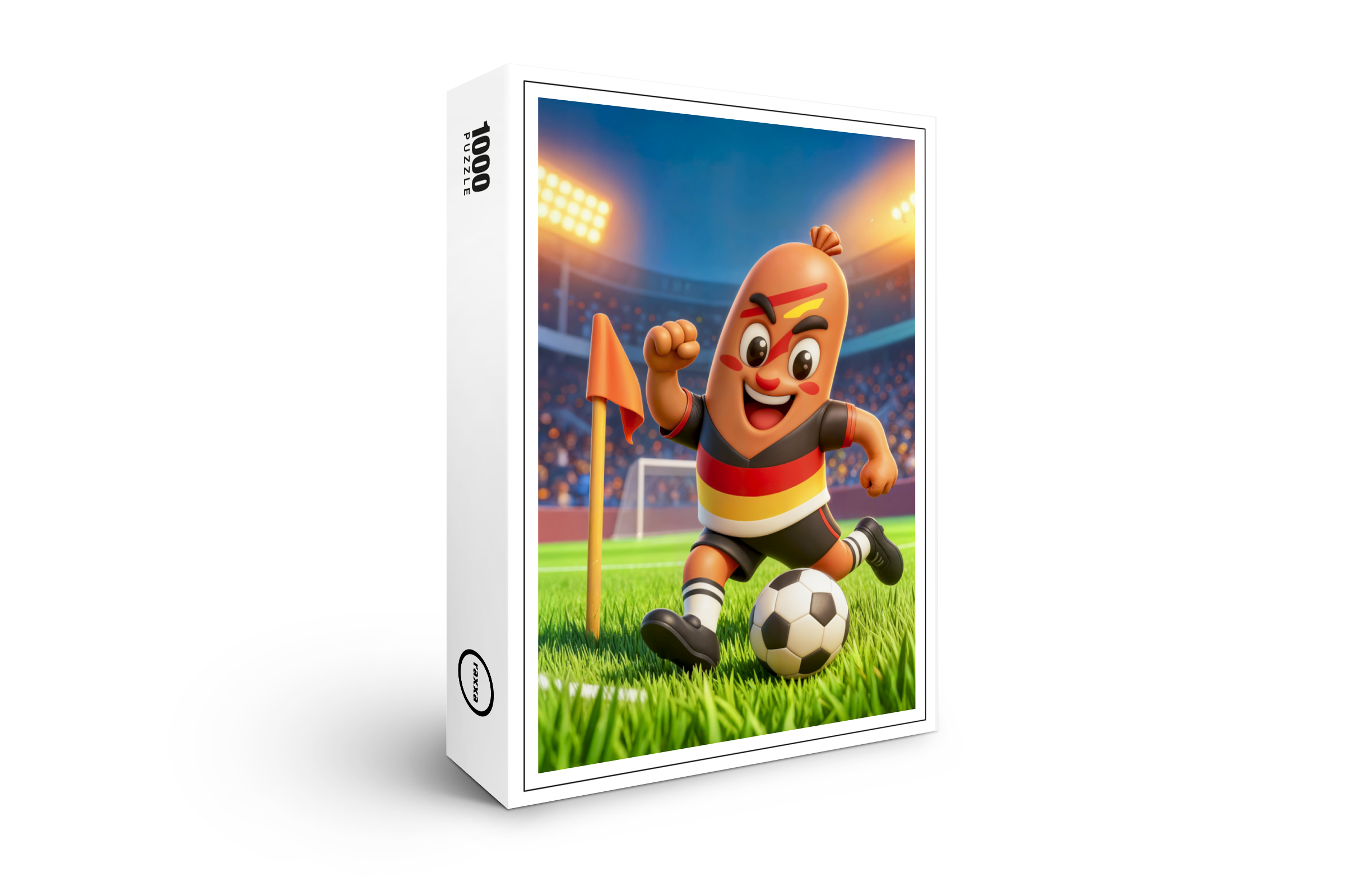 raxxa Premium-Puzzle: German bratwurst soccer player on football field