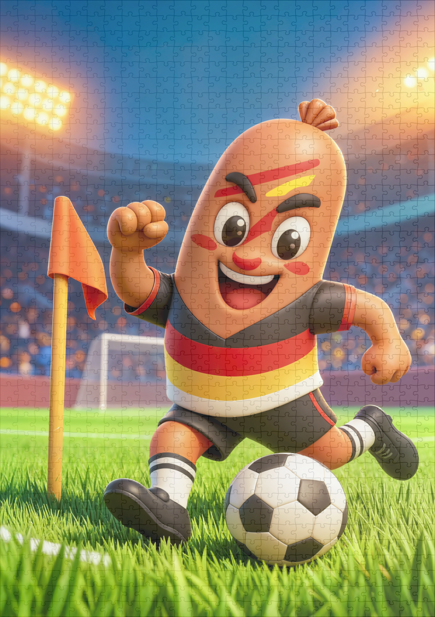 raxxa Premium-Puzzle: German bratwurst soccer player on football field - Image 2