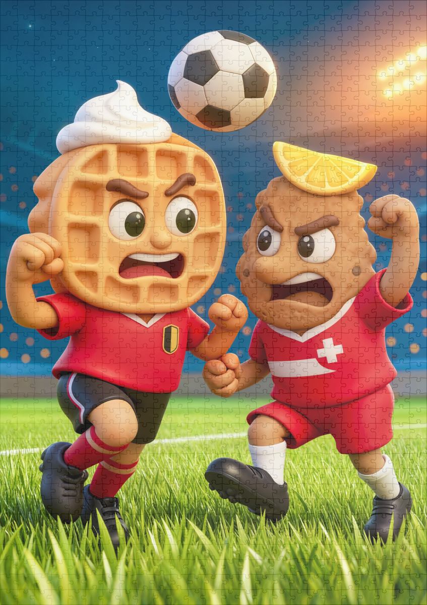 raxxa Premium-Puzzle: Belgian waffle versus Austrian schnitzel soccer duel – Image 2