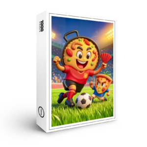 raxxa Premium-Puzzle: Spanish paella versus Italian pizza soccer duel