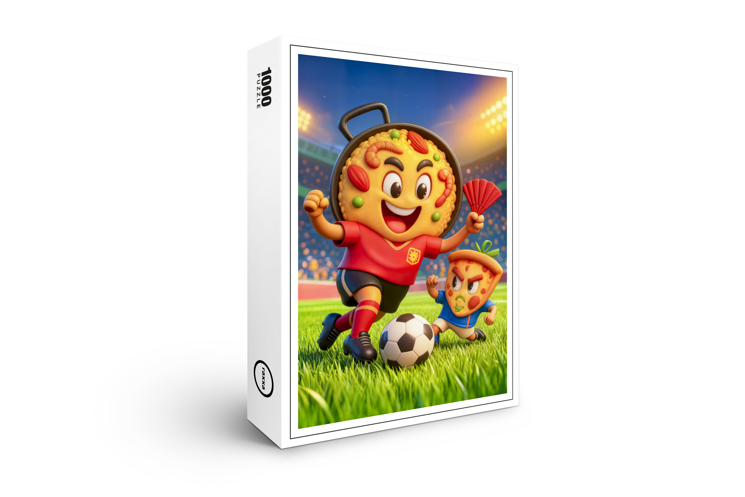 raxxa Premium-Puzzle: Spanish paella versus Italian pizza soccer duel