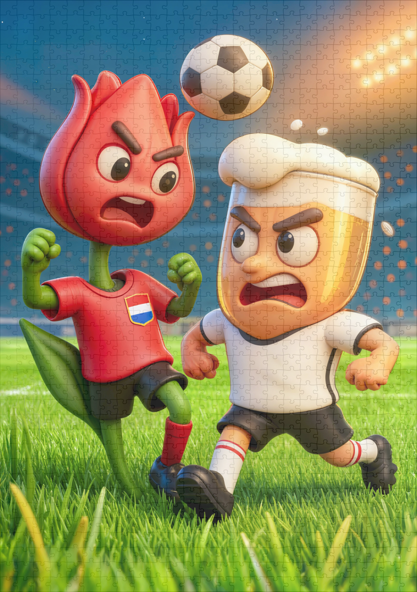 raxxa Premium-Puzzle: Dutch tulip versus German beer glass soccer duel – Bild 2
