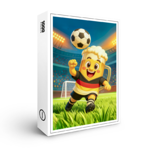 raxxa Premium-Puzzle: German beer mug soccer player jumping header