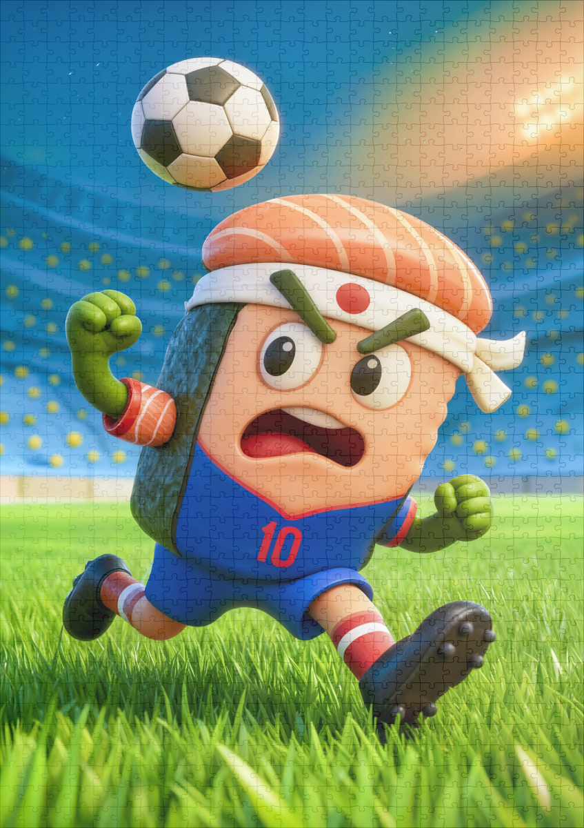 raxxa Premium-Puzzle: Japanese sushi roll soccer player in stadium - Imagen 2