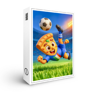 raxxa Premium-Puzzle: Italian pizza performing dramatic soccer bicycle kick