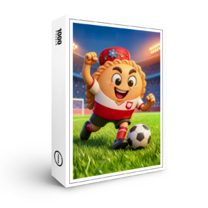 raxxa Premium-Puzzle: Polish pierogi soccer player on bright stadium field