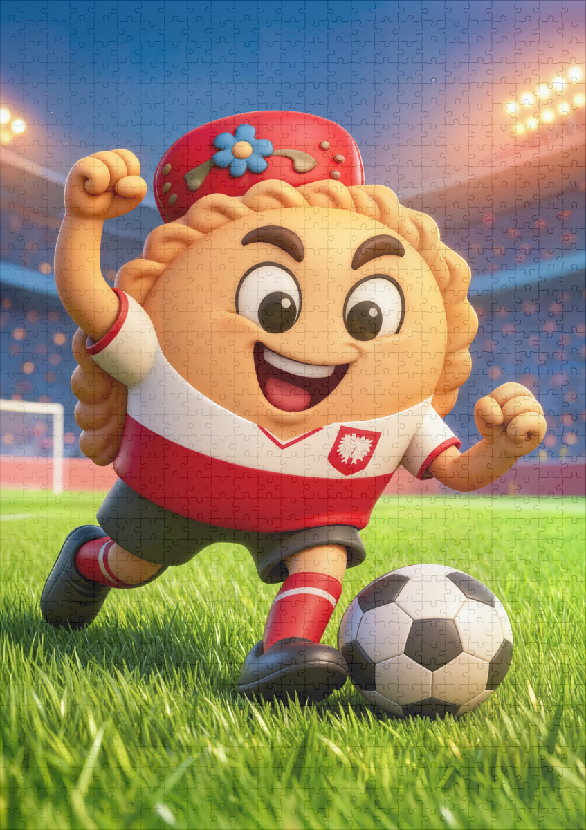raxxa Premium-Puzzle: Polish pierogi soccer player on bright stadium field - immagine 2